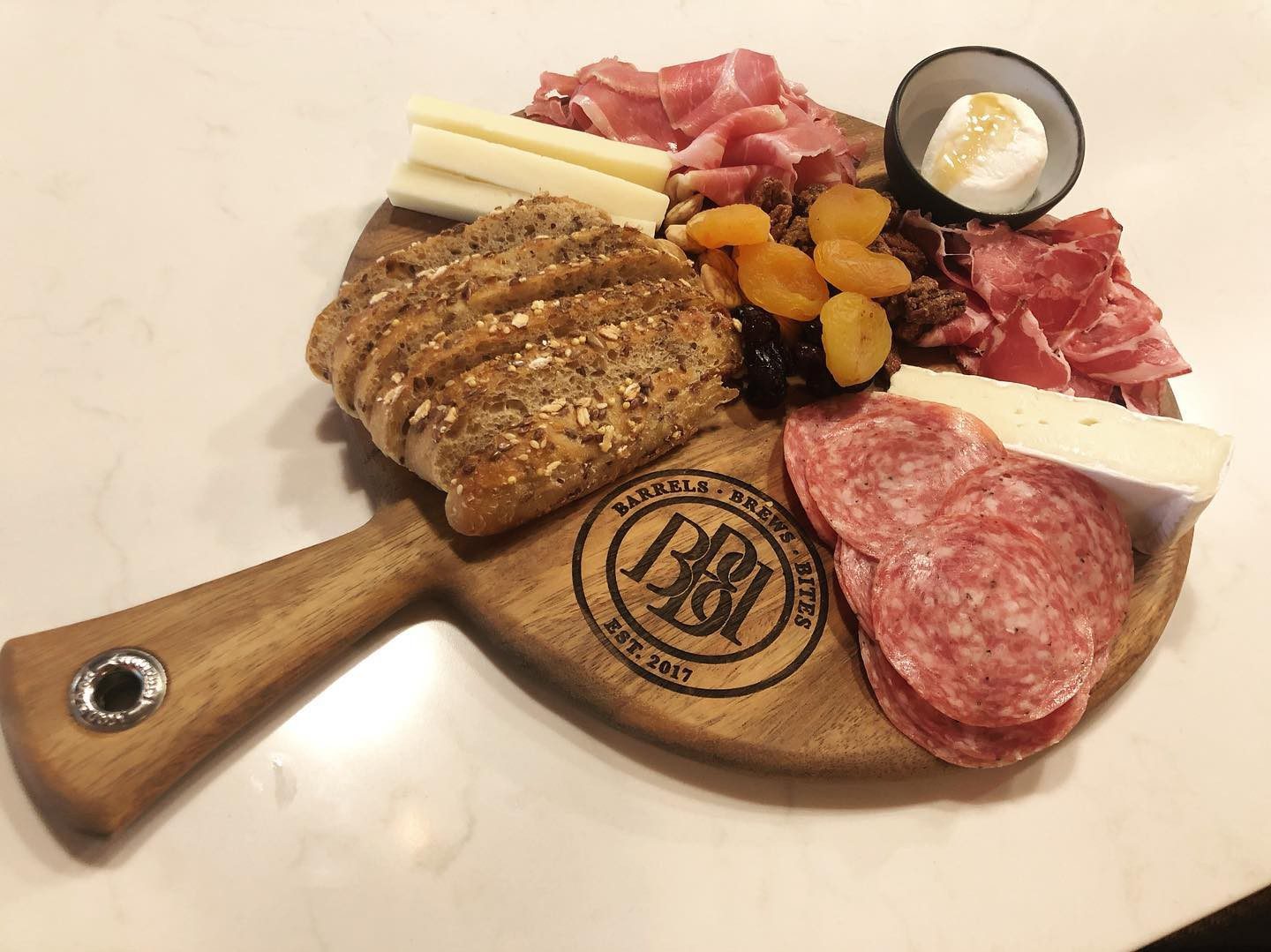 An image of bite platters with bacon,cheese bread etc at Barrels Brew Bites Co