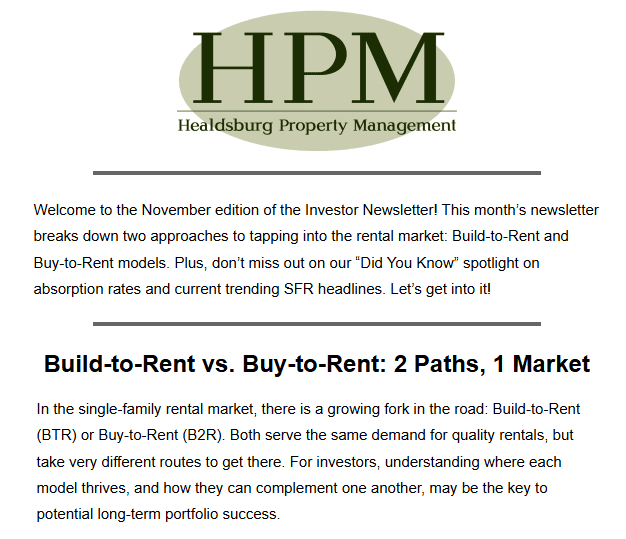 November edition of the Investor Newsletter